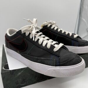 Nike Blazer Low 77 Jumbo Black Multi Color Stitch Mens 8.5 Sneakers DJ6000-001